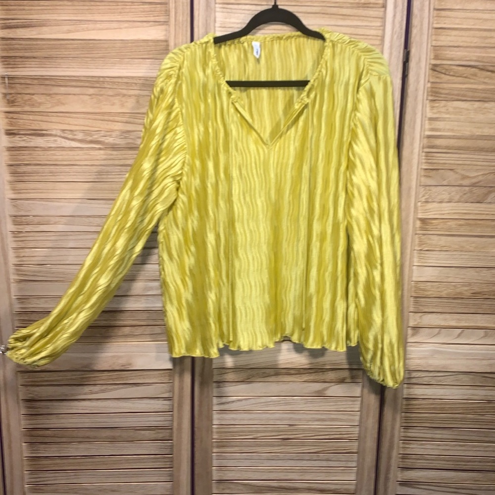 Glam Blouse Long Sleeve Gold V Neck Small